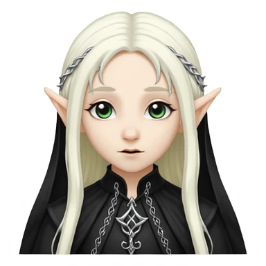 white long hair elf with goth cloth sticker
