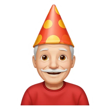 old man with smile, red shirt and birthday cone on his head sticker