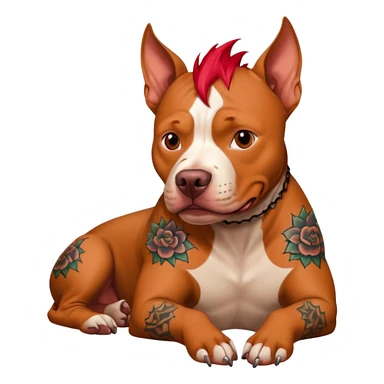 very tattoed pitbull dog with red spky hair sticker
