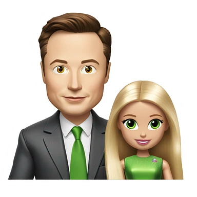elon musk playing with green eyed barbie doll sticker