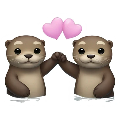 2 otters holding hands swimming  sticker