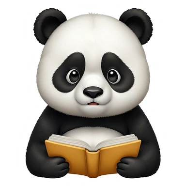 panda reading with a stressed face sticker