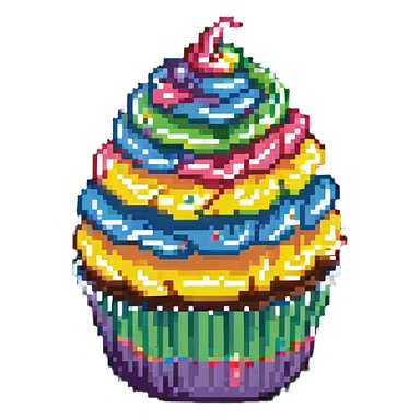 cupcake with rainbow swirl icing sticker