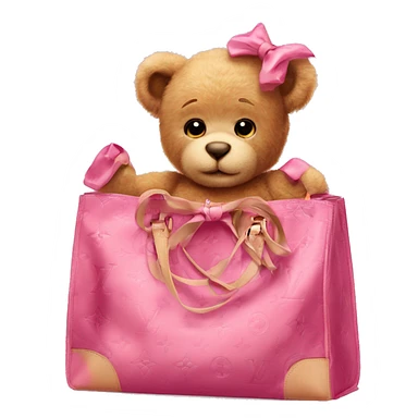 pink bow teddy bear solo looking out of louis vuitton  bag sticker