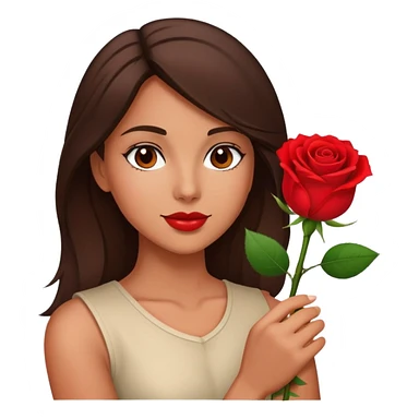 brunette with a rose sticker