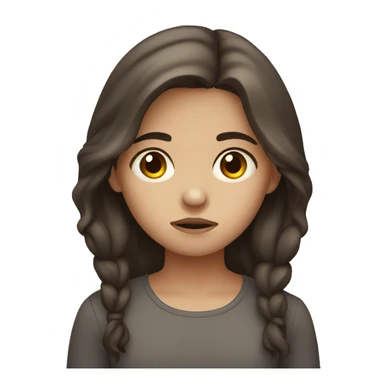 sad girl with dark brown eyes and brown hair sticker