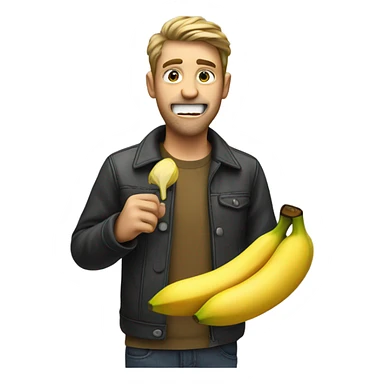 The guy holds a banana in his mouth sticker