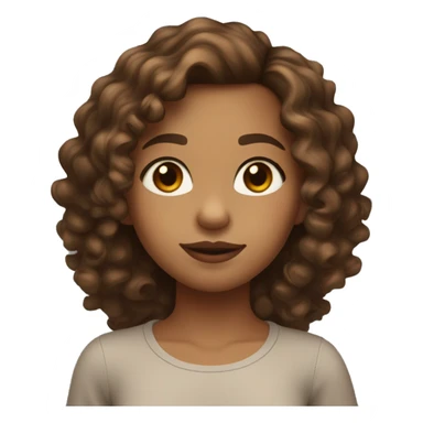 Medium skinned girl with brown curly shoulder length hair round doe hazel eyes and full lips sticker