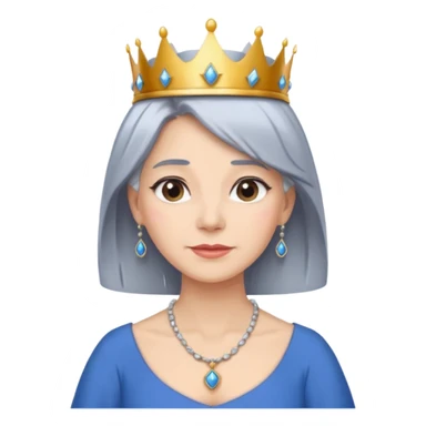 gray hair ladies with necklace and crown, with blue dress sticker