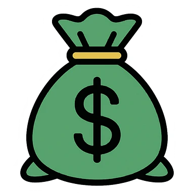 GTA5 inspired money bag, dollar sign, flashy, green and gold, color outline icon style sticker