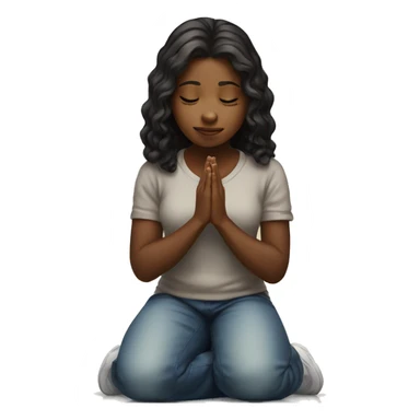 Girl on her knees prays sticker