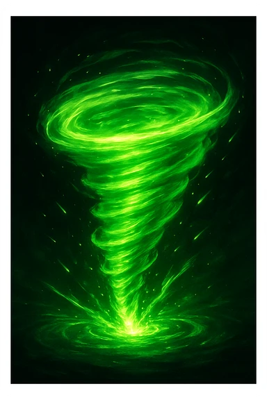 a green spinjitzu tornado, swirling energy, dynamic motion, inspired by ninja powers sticker