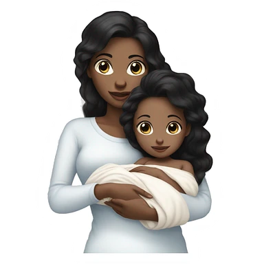 mom holding newborn baby girl with blue eyes white skin and black hair and white skin newborn girl bab white skin black hair sticker