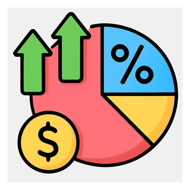 emoji of a pie chart with arrows and a dollar sign sticker