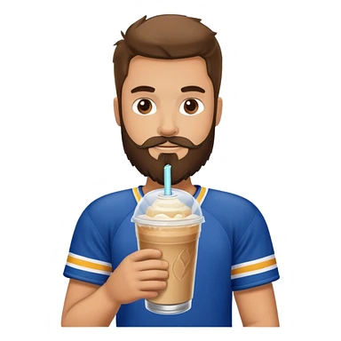hockey player with a beard with iced coffee sticker