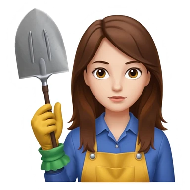 long brown hair white serious woman Gardening sticker