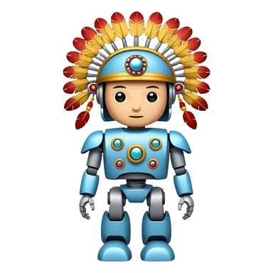Full Robotic figure wearing native American regalia sticker