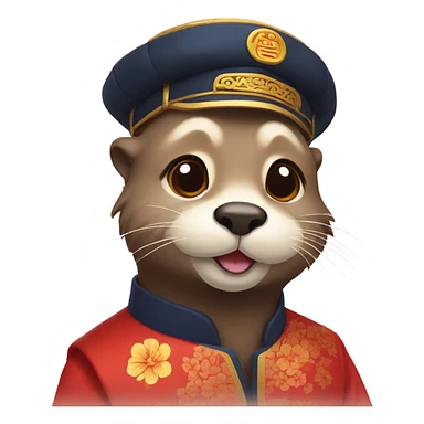 Otters on Korean Lunar New Year sticker