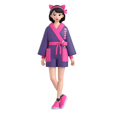 Japanese fashion model in harajuku style outfit sticker