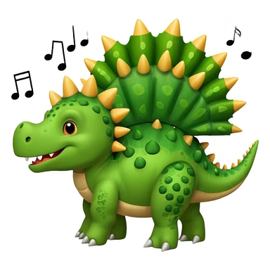cartoon stegosaurus with music notes funny face sticker