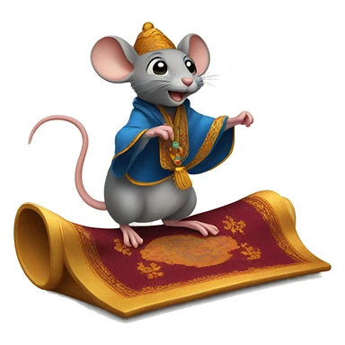 Mouse riding a magic carpet sticker