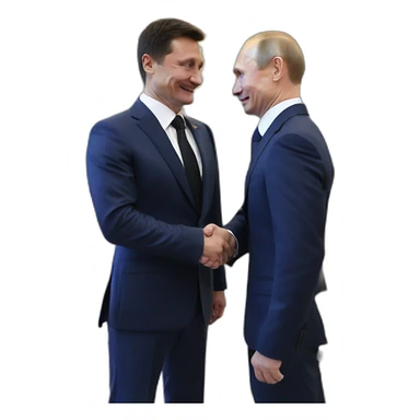 Putin and Zelensky shake hands with each other (handshake of Zelensky and Putin sticker