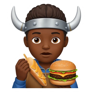 young black boy viking eating burger sticker