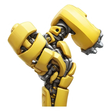 Flexing yellow mechanical cyborg bicep with shocks attached to arm sticker