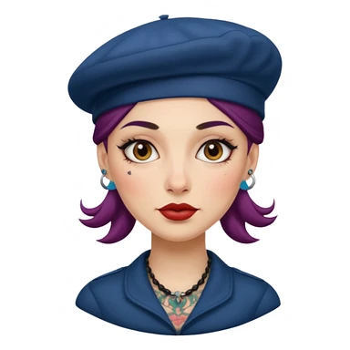 woman with tattooed faces wearing berets sticker