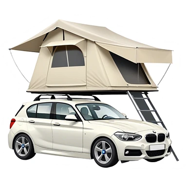 BMW 1 series white with a roof tent  sticker