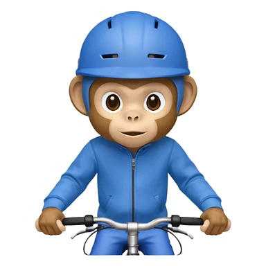 monkey wearing blue bicycle helmet, sweatshirt sticker