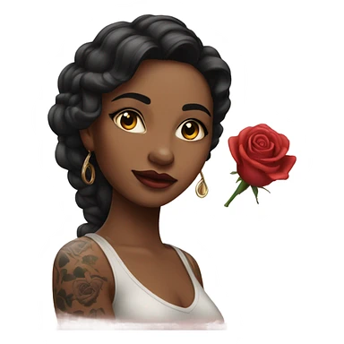 Hyper Realistic beautiful woman with a small rose tattoo sticker