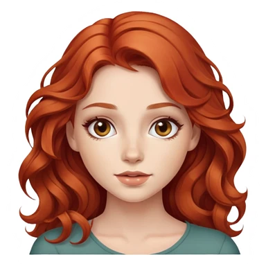 beautiful girl with wavy red hair, natural makeup look sticker