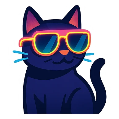 cat wearing sunglasses with neon glow sticker