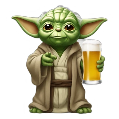 Yoda buvant une bière sticker