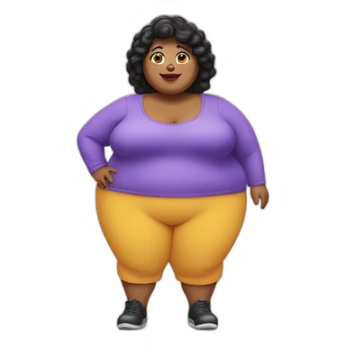 fat lady with shoet black hair sticker