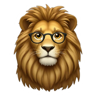 Lion sitting with spectacle sticker