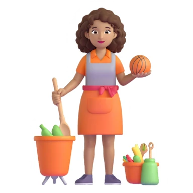 brown woman with curly hair, it girl, daily activities sticker