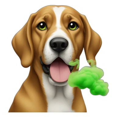dog with green smoke into nose sticker