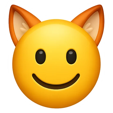 yellow face with orange fox ears emoji, digital illustration sticker