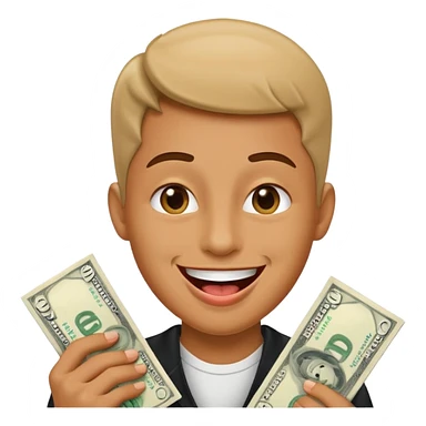 create happy smile with money tongue sticker
