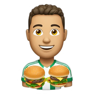 ronaldo avec une médaille mangeant un hamburger sticker