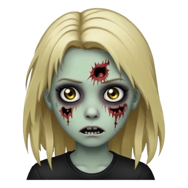 girl zombie with long dark blonde hair black eyes emo sticker