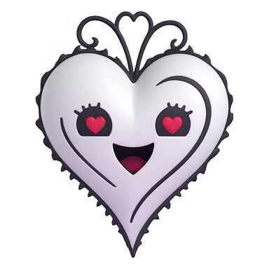 white goth heart, minimal, edgy, dark accents sticker