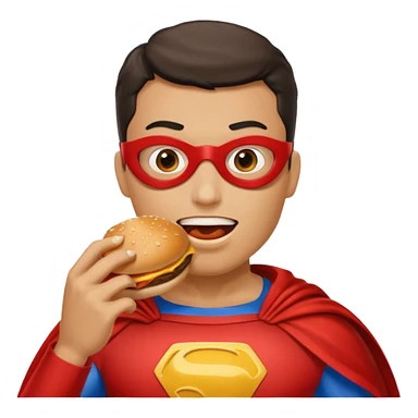 superhero eating hamburger sticker