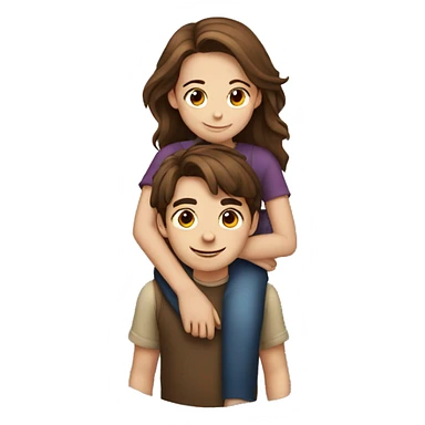 Girl with brown hair hugging boy with brown hair sticker