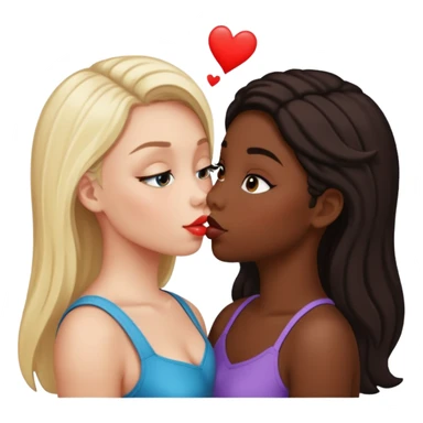 Black girl and white girl kissing sticker