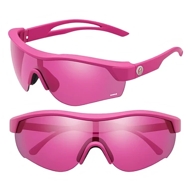 sporty pink shield visor sunglasses with robust thick frame, athletic design, substantial build, one-piece lens sticker