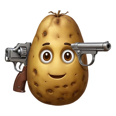 A potato with a gun sticker