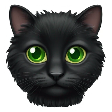 Fluffy black cat green eyes  sticker